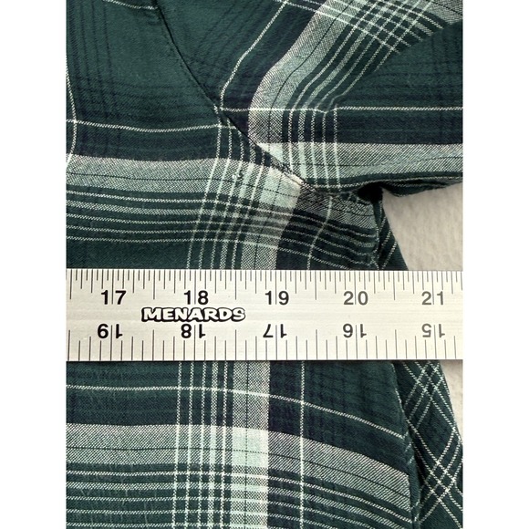 J. Jill Mixed Plaid Double Cloth Tunic Soft Button Up Shirt Green Sz Petite M - Picture 6 of 9